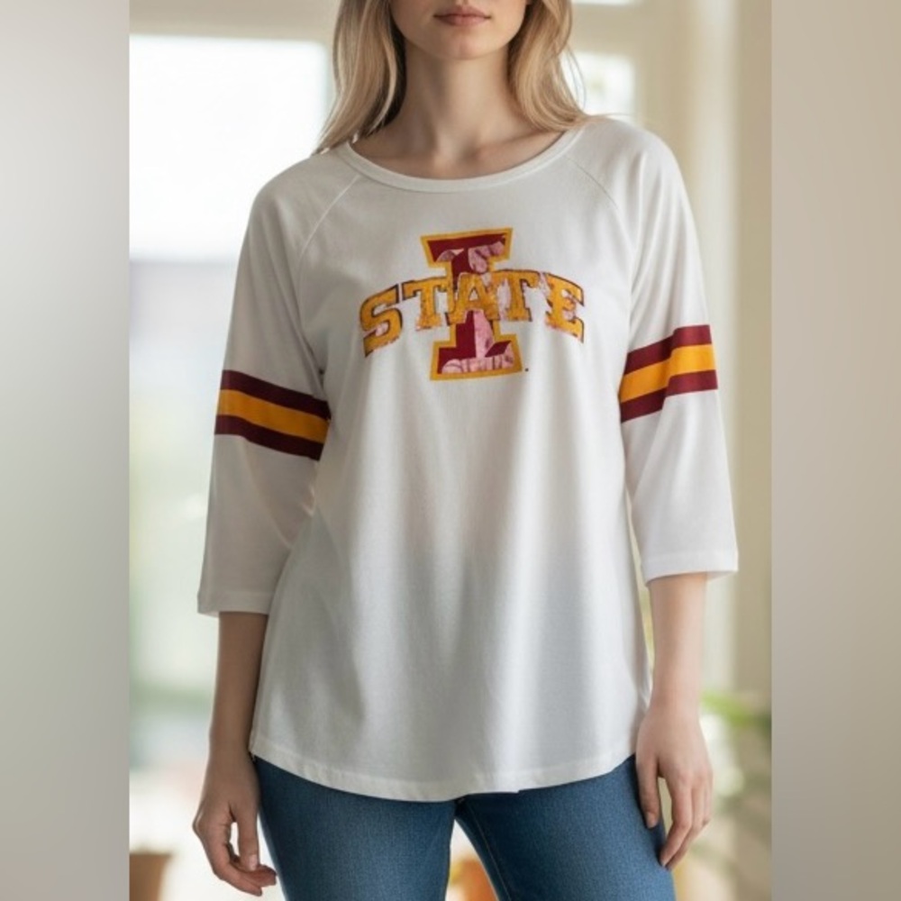 Campus lifestyle Iowa Stste Cyclones women’s 3/4 sleeve shirt‎ top white large